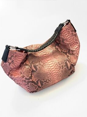 EXOTIC PYTHON Skin with a Pink and Black Pattern, Slouchy Hobo Bag